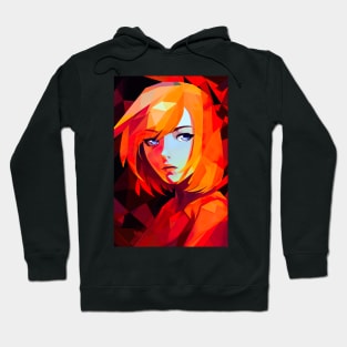 Geometric Girl Red - Anime Wallpaper Hoodie